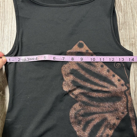 Y2K Black and Gold Glitter Butterfly Tank S - Picture 4 of 5
